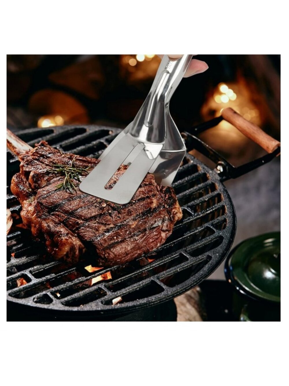 NWT Dual 304 Stainless Steel Spatula Tongs Fish Steak Pancake Turner Flipper